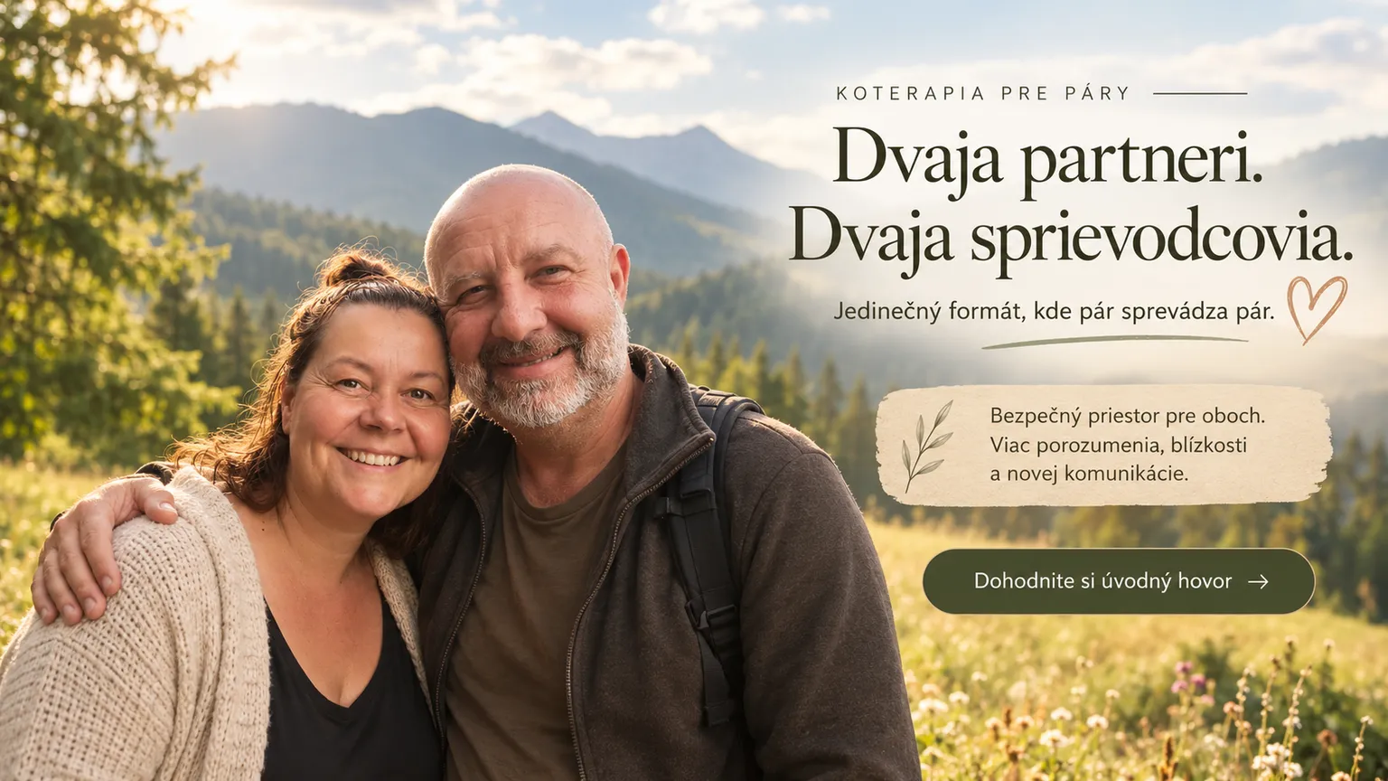 Koterapia pre páry — Dvaja partneri. Dvaja sprievodcovia. Jedinečný formát, kde pár sprevádza pár.
